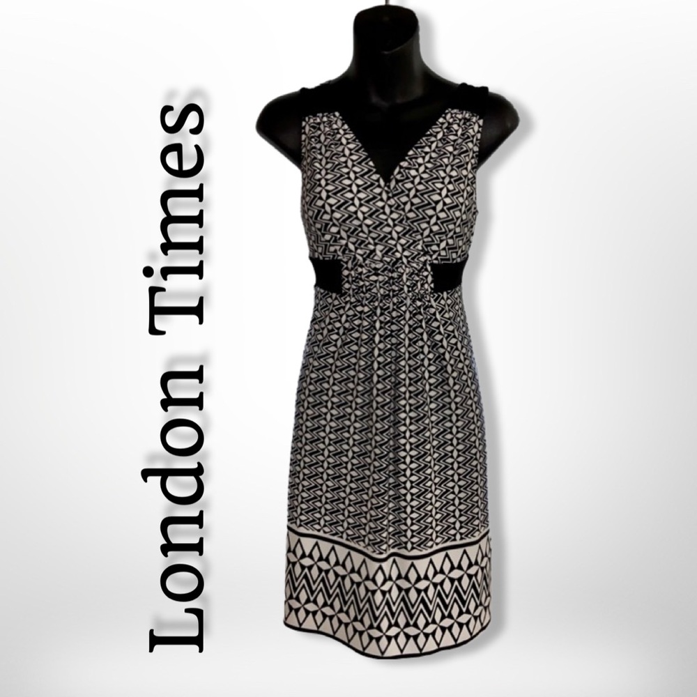 Woman's London Times Dress Black And White Sleeveless Dress